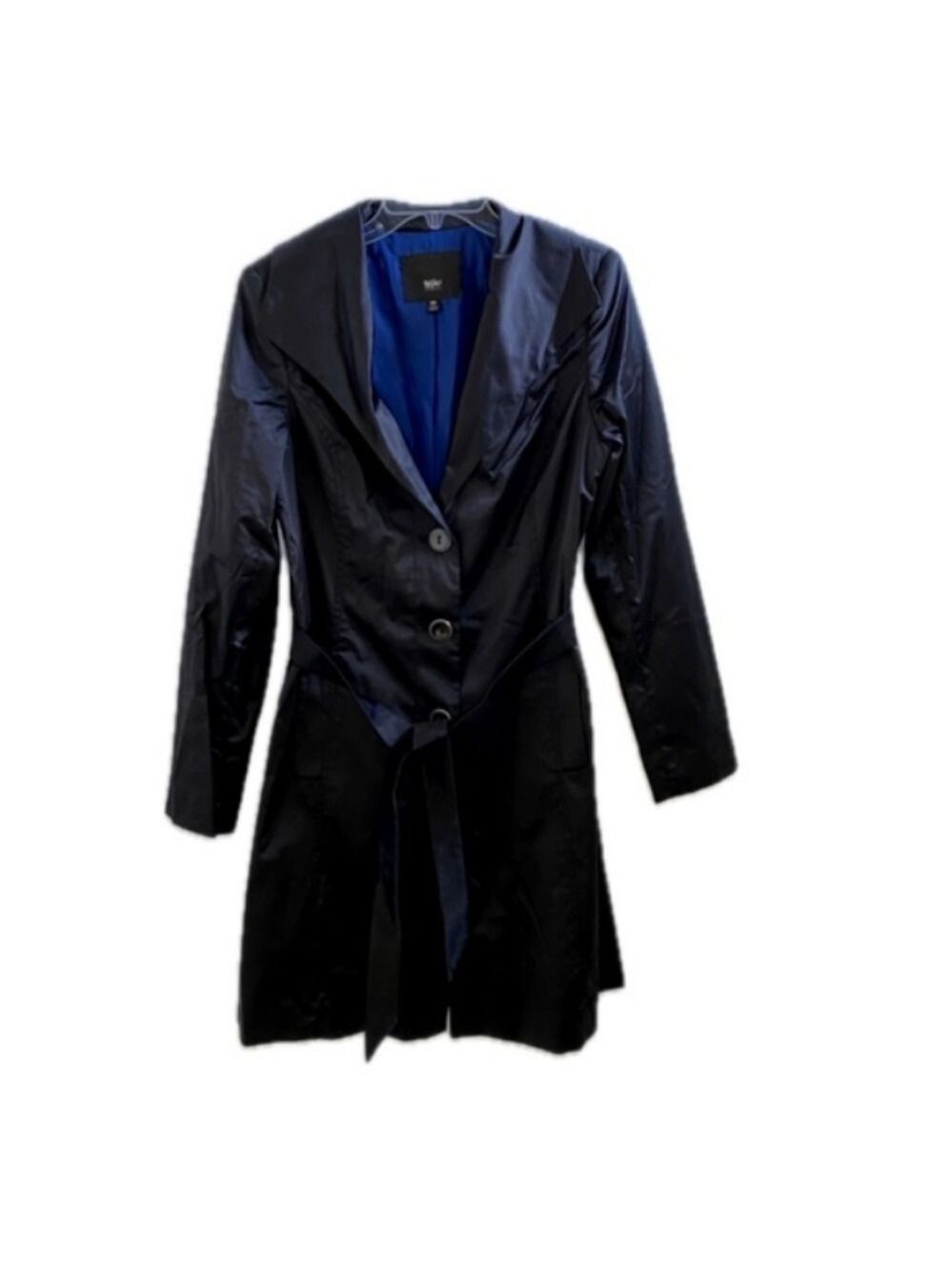 Timeless Size Medium Black Silky Soft Trench Coat with Tailored Silhouette
